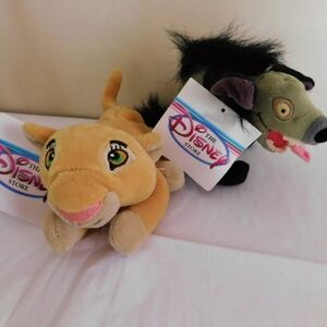 Disney Store The Lion King Nala and Ed 8" Bean Bag Plush NWT Retired.